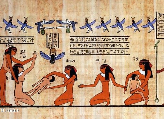 Papyrus accouchement d'une femme égyptienne Papyrus accouchement d'une femme égyptienne